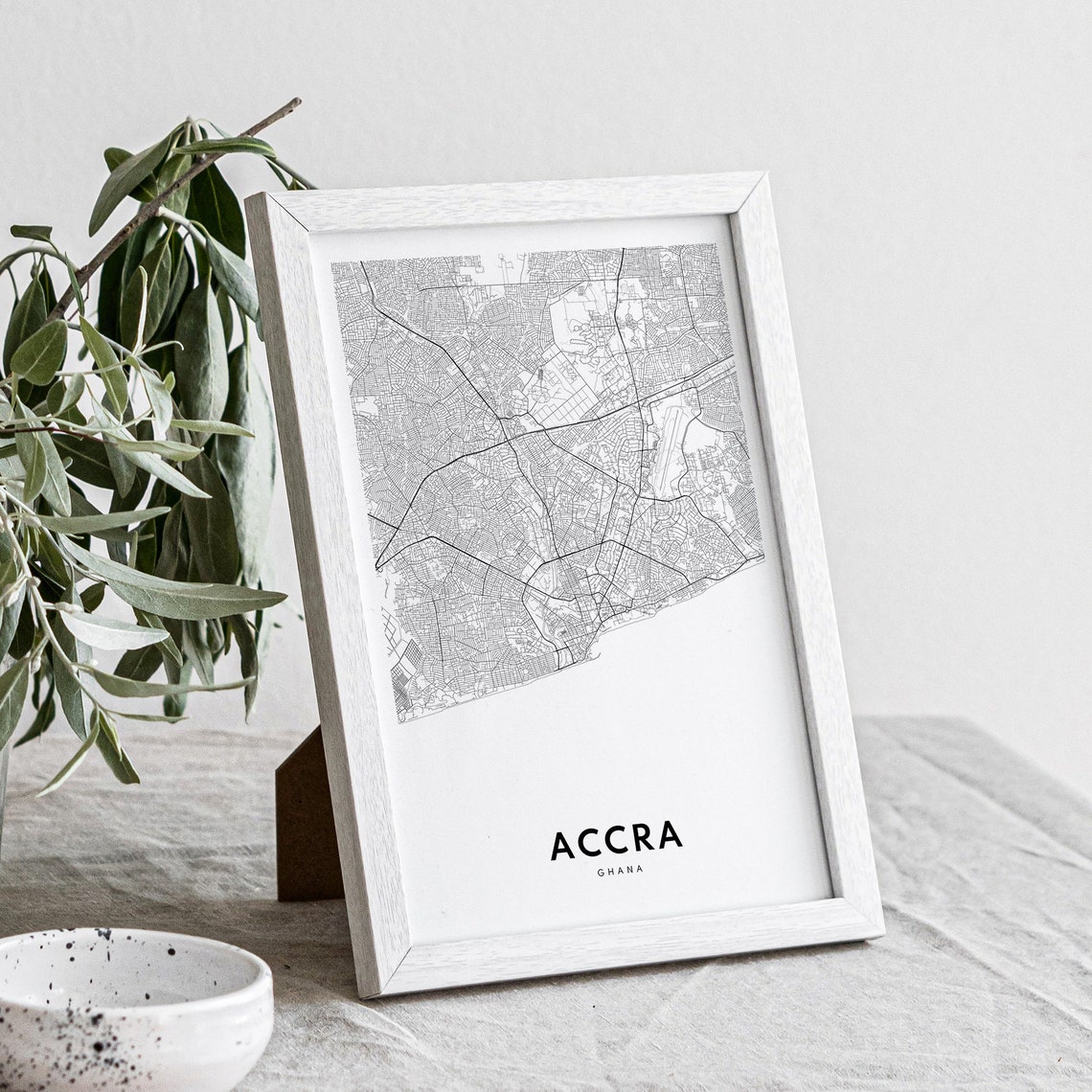 Accra Ghana Minimalist Black and White City Map Sketch Poster - Image 4