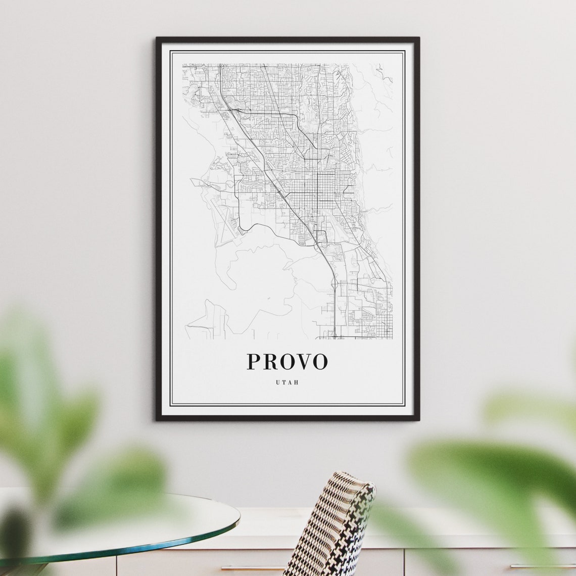 Provo Utah City Street Map Minimalist Line Art Black And White Print - Image 3