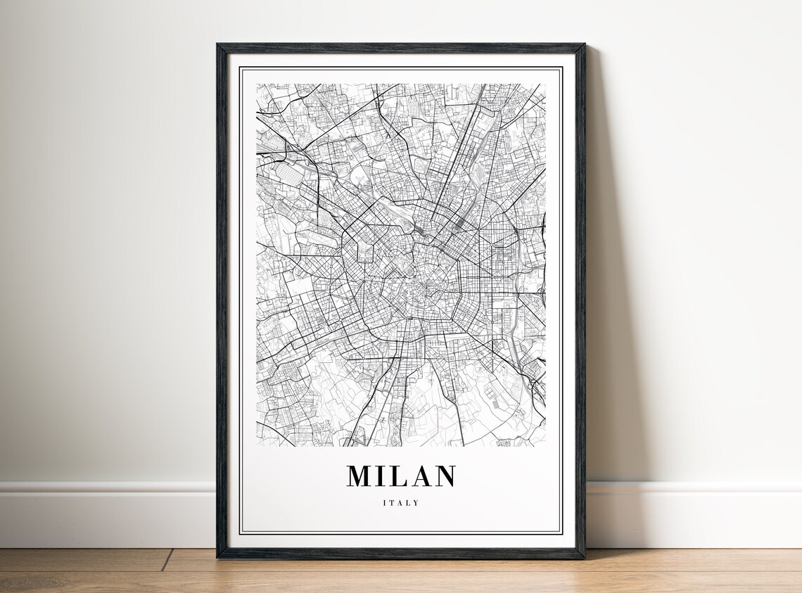 Milan Italy Minimalist Black and White Fashion City Street Map Poster - Image 5