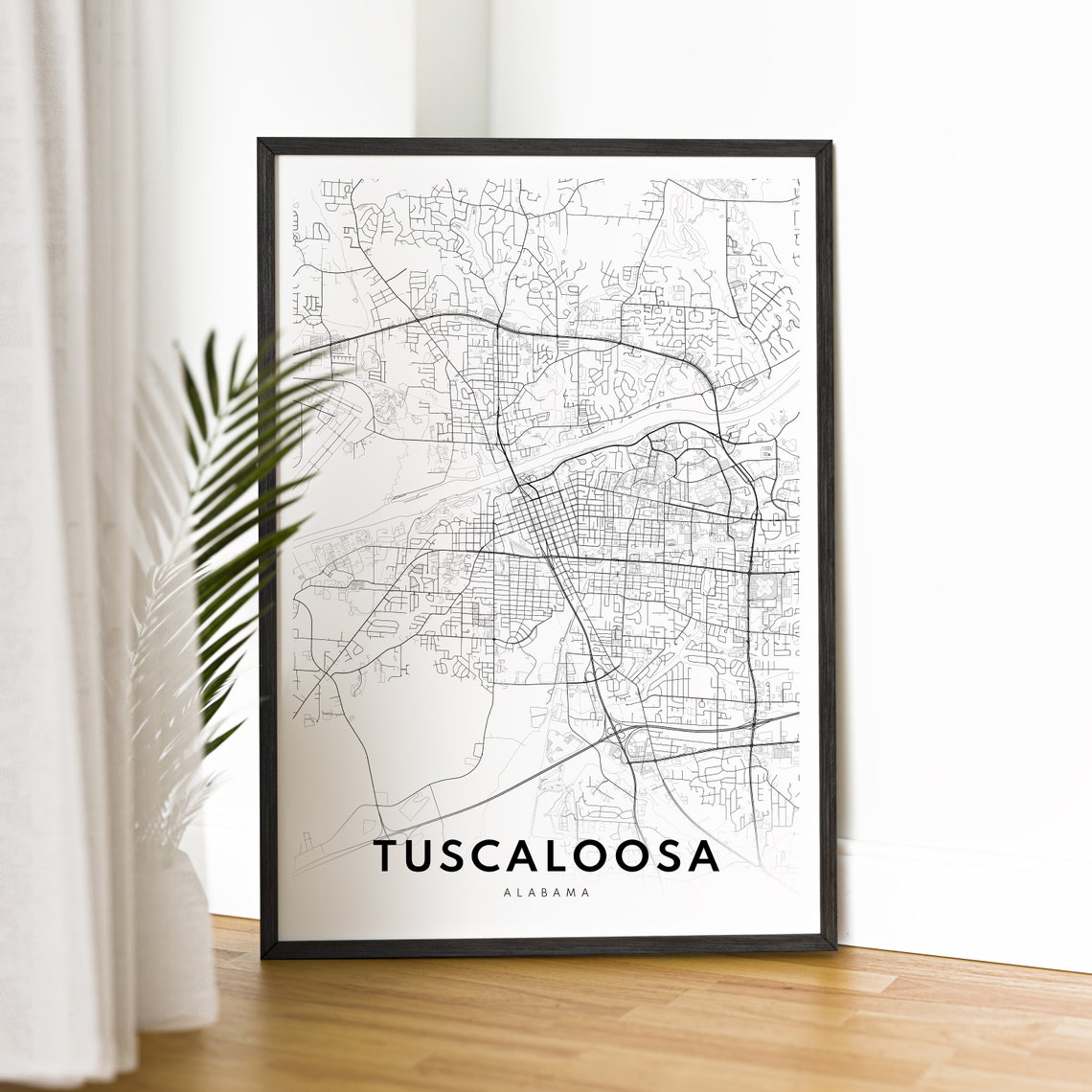 Tuscaloosa Alabama Minimalist Black and White City Map Line Art Poster - Image 2