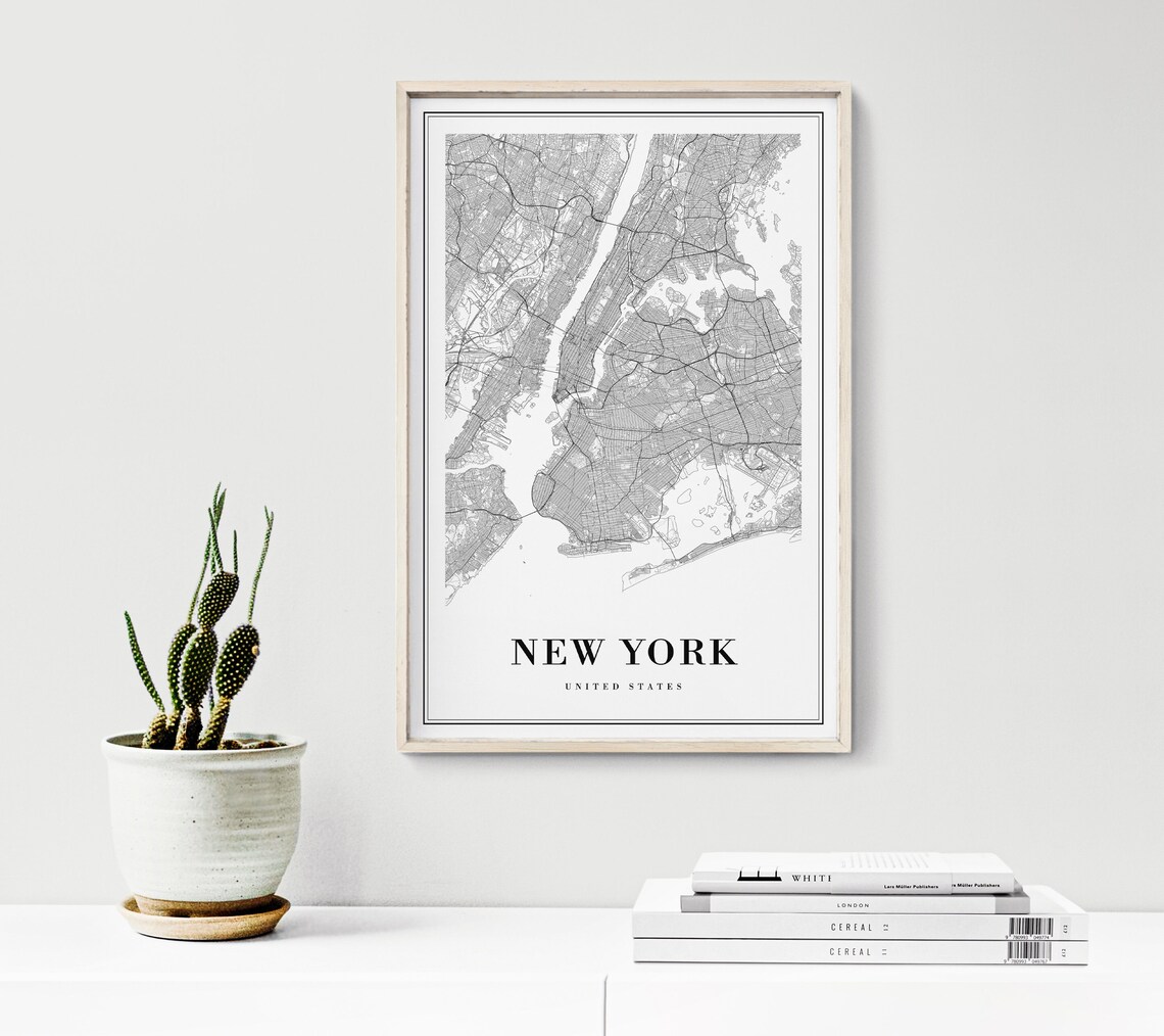New York Map Print, Minimal Black and White Poster - Image 2