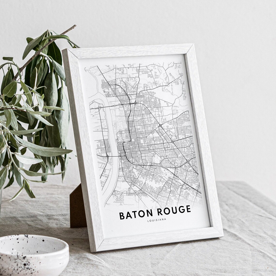 Baton Rouge Louisiana Map Print, Black and White - Image 4