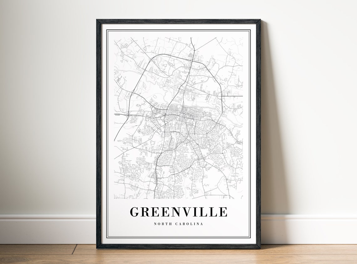Greenville North Carolina Minimalist Black and White Map Poster - Image 5