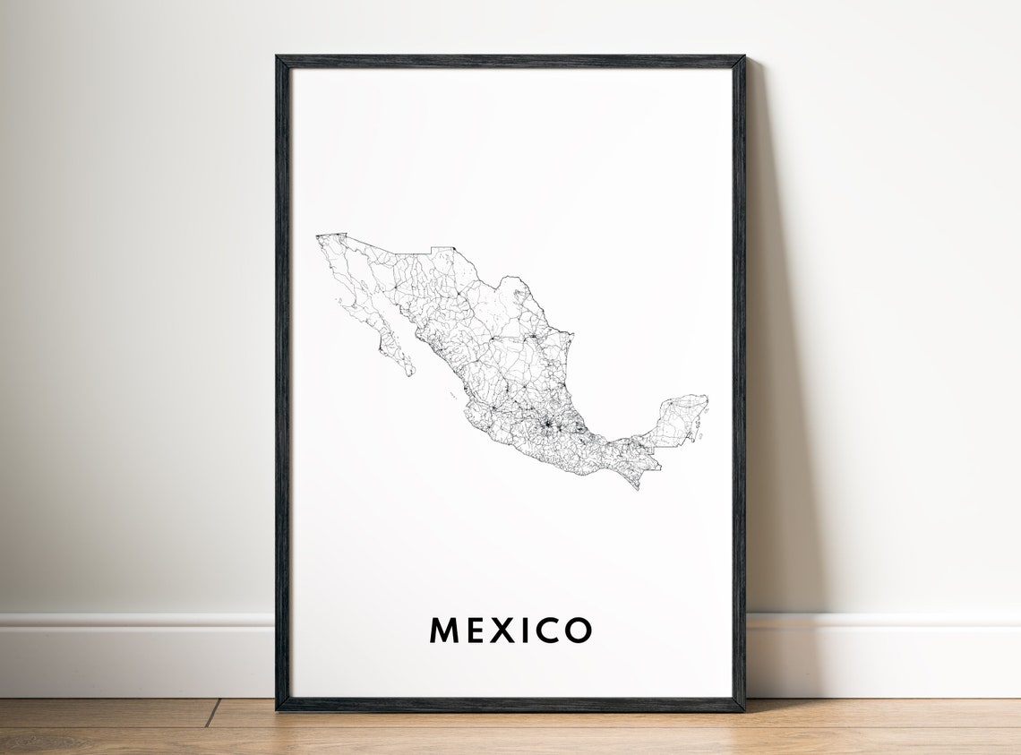Mexico Map Black and White Art Print - Image 5