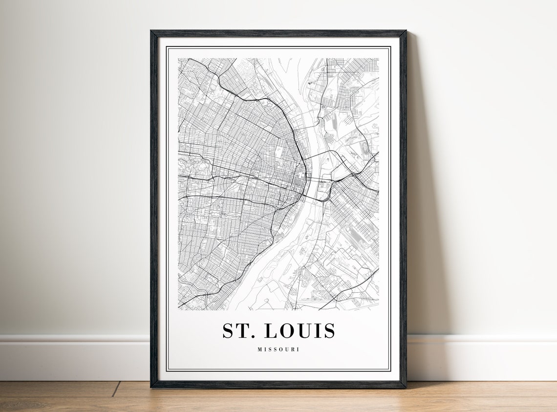 St Louis Missouri City Street Map Black White Minimalist Map Poster - Image 5