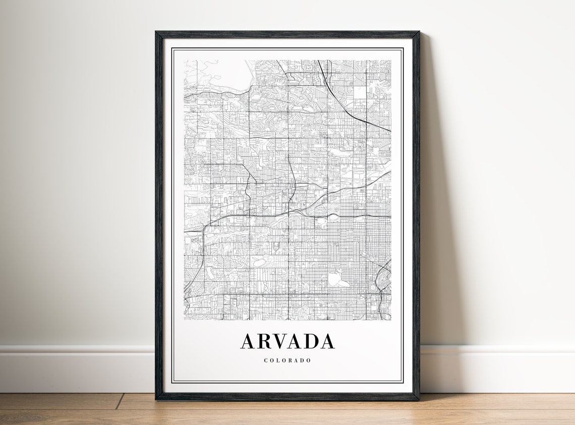 Arvada Colorado Minimalist Black and White City Street Map Poster - Image 5