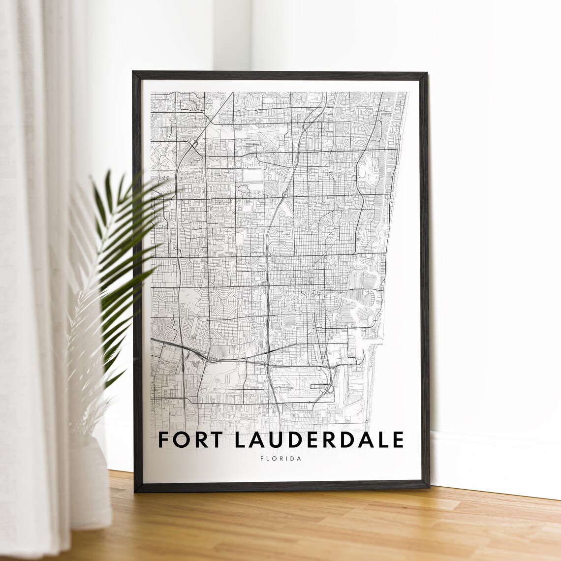 Fort Lauderdale Map Print, Black And White Sketch - Image 2