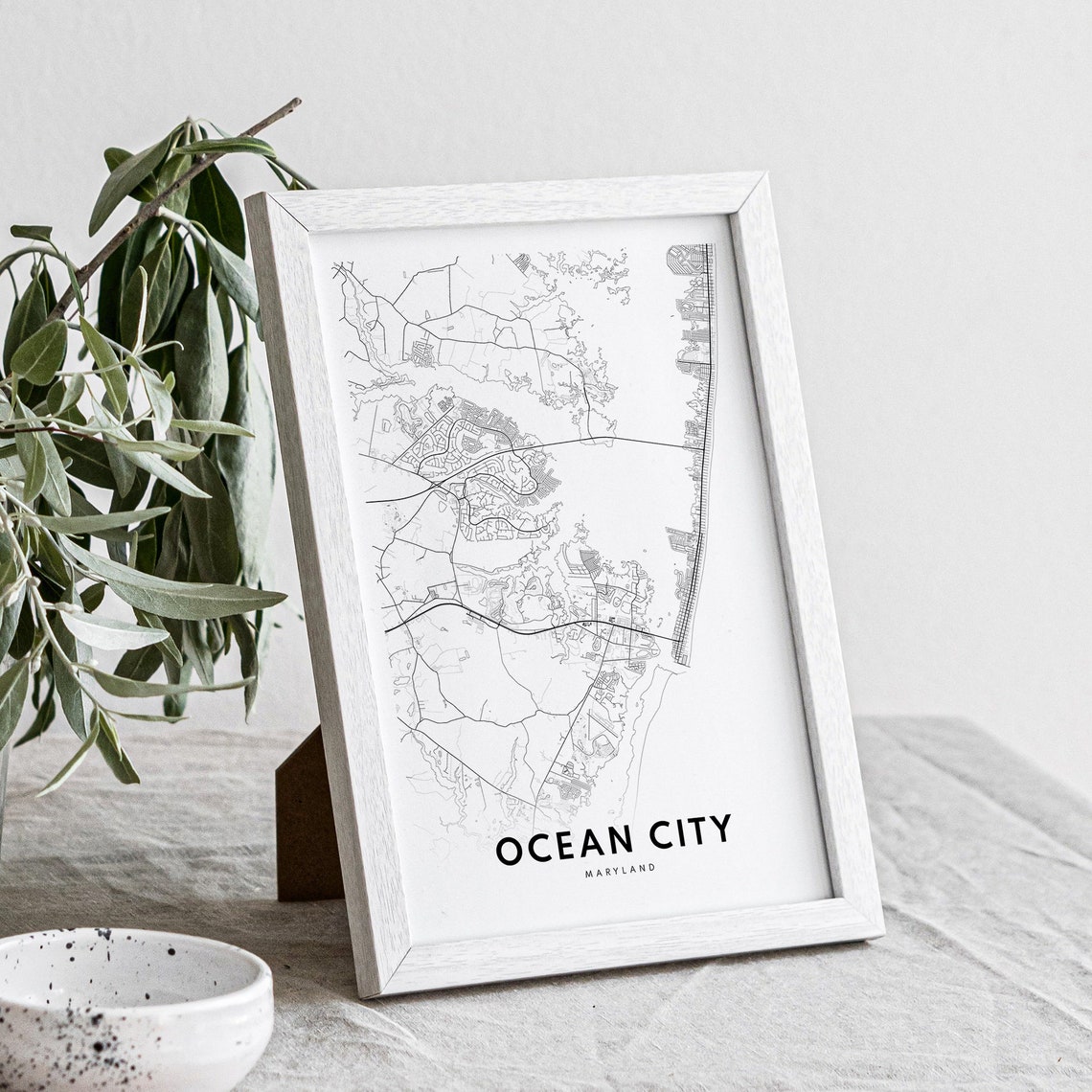 Ocean City Maryland Coastal Street Map Minimal Line Art Print - Image 4