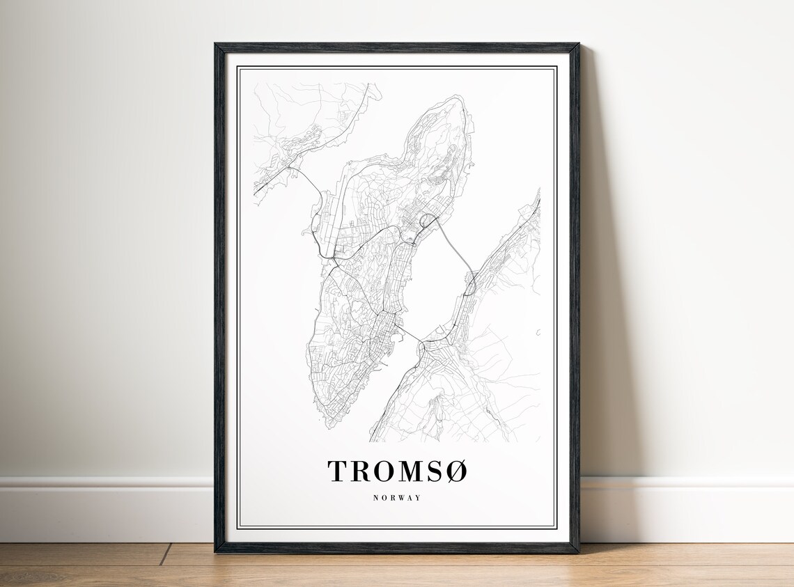 Troms Norway Map Poster, Black And White Travel Poster - Image 5