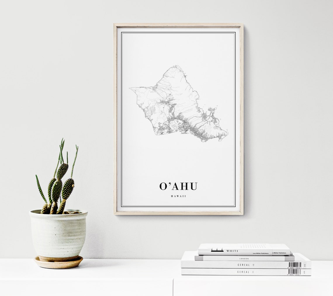 Oahu Hawaii Minimal Map Art Print - Image 3