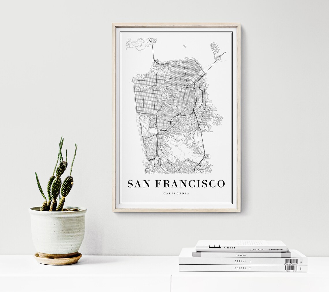 San Francisco Map Poster, Black And White Map - Image 2