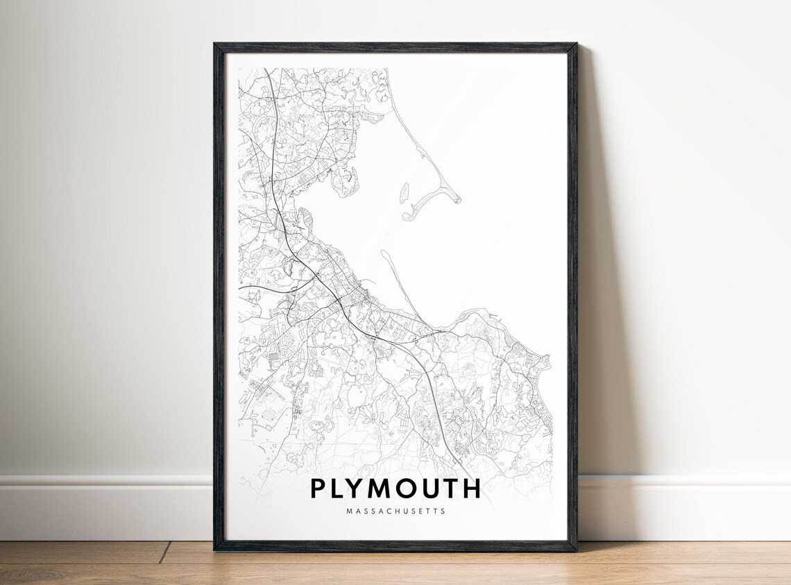 Plymouth Massachusetts Minimalist Historic City Street Map Poster