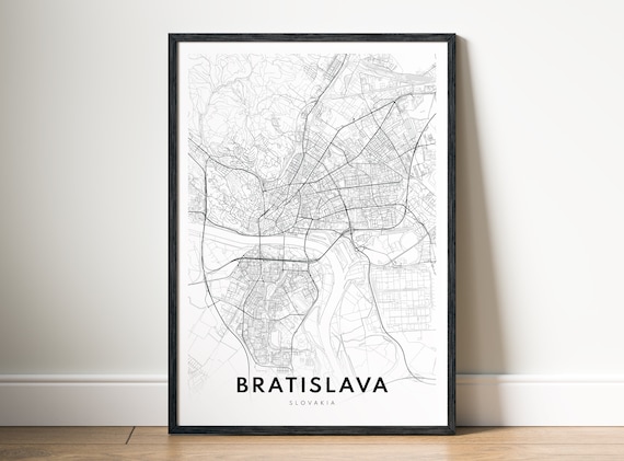 Bratislava Map Print Slovakia Poster Black And White Art