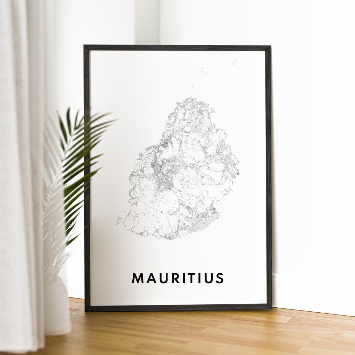 Mauritius Indian Ocean Island Outline Minimalist Travel Map Poster - Image 2