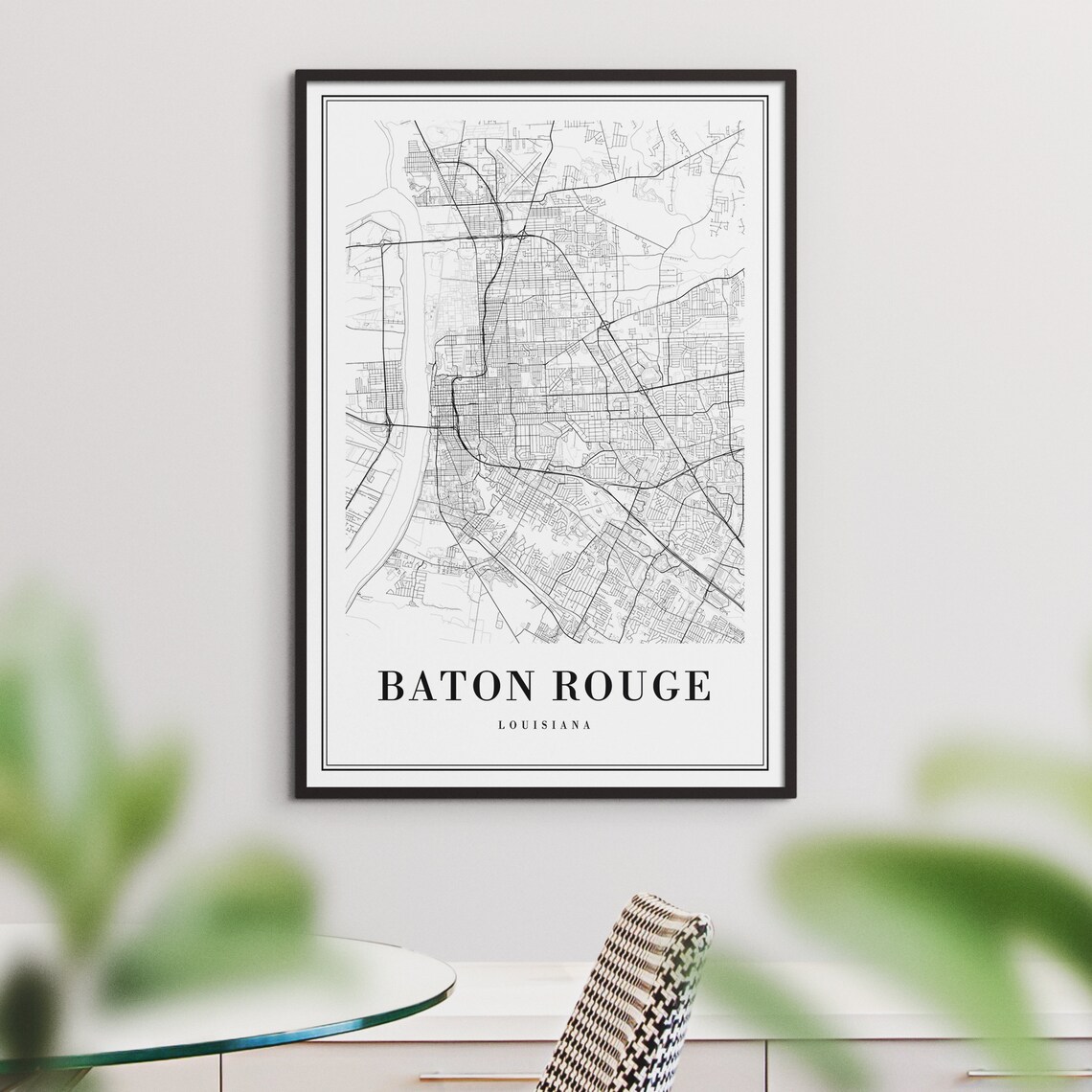 Baton Rouge Louisiana Map Print, Black and White - Image 3