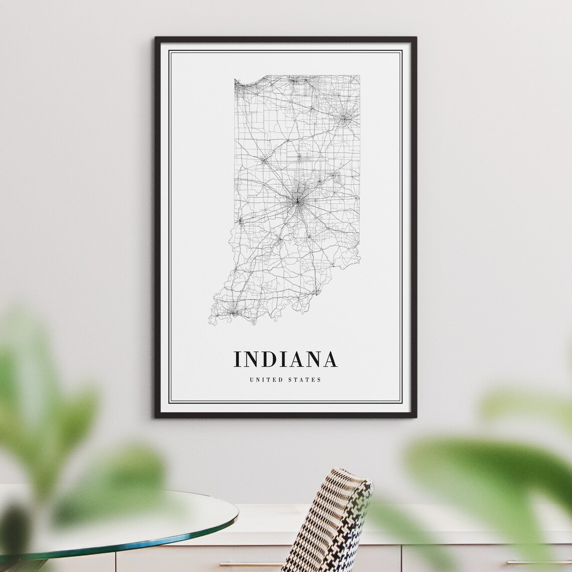 Indiana State Map Poster, Black and White Travel Print - Image 3