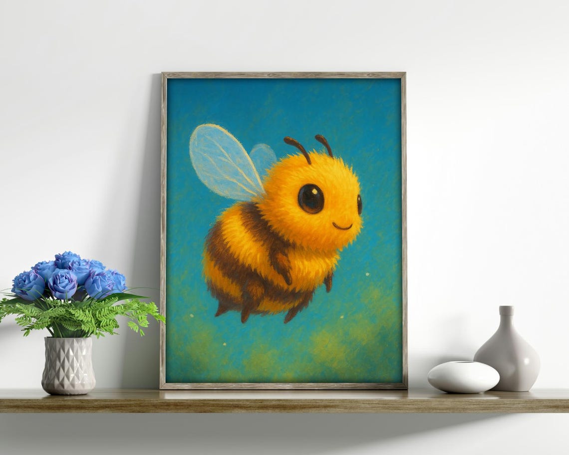 Cute Bee, Insects & Wildlife Art Print - Image 4