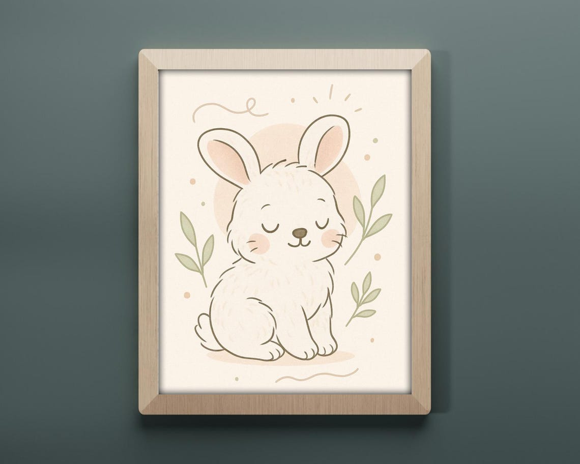 Cute Minimal Bunny Illustration, Nursery Decor - Image 2