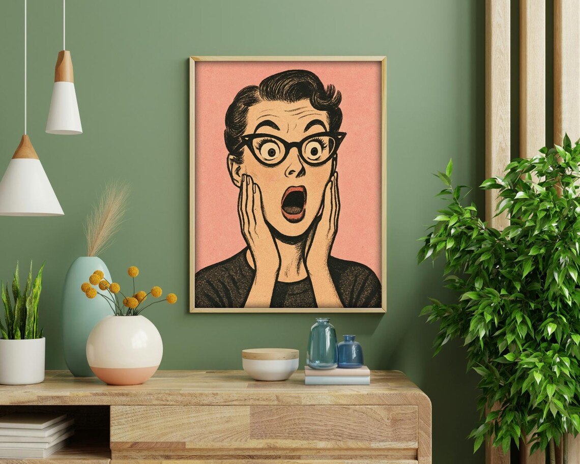 Shocked Retro Woman, Pop Art Comic Poster - Image 2