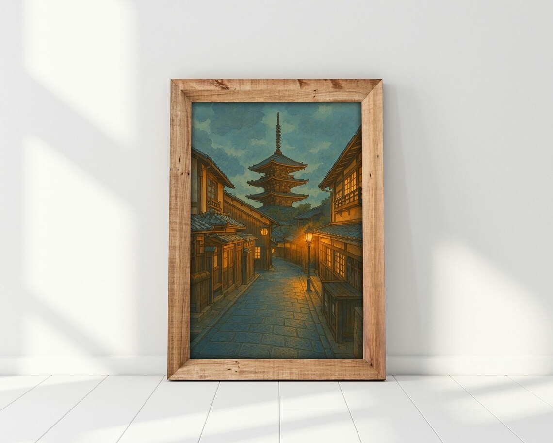 Japanese Street at Dusk, Asian Landscape