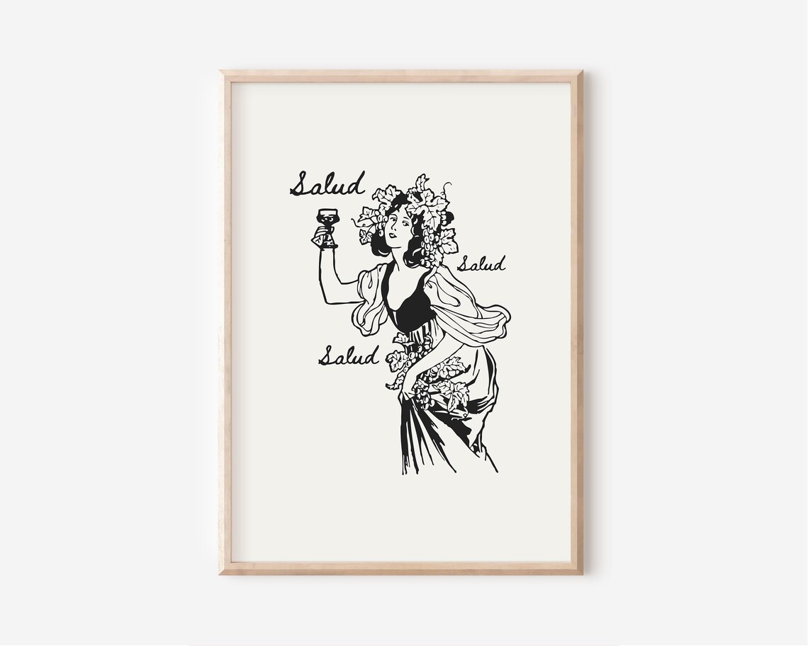 Retro Preppy Salud Poster Art, Bar Cart Decor - Image 2