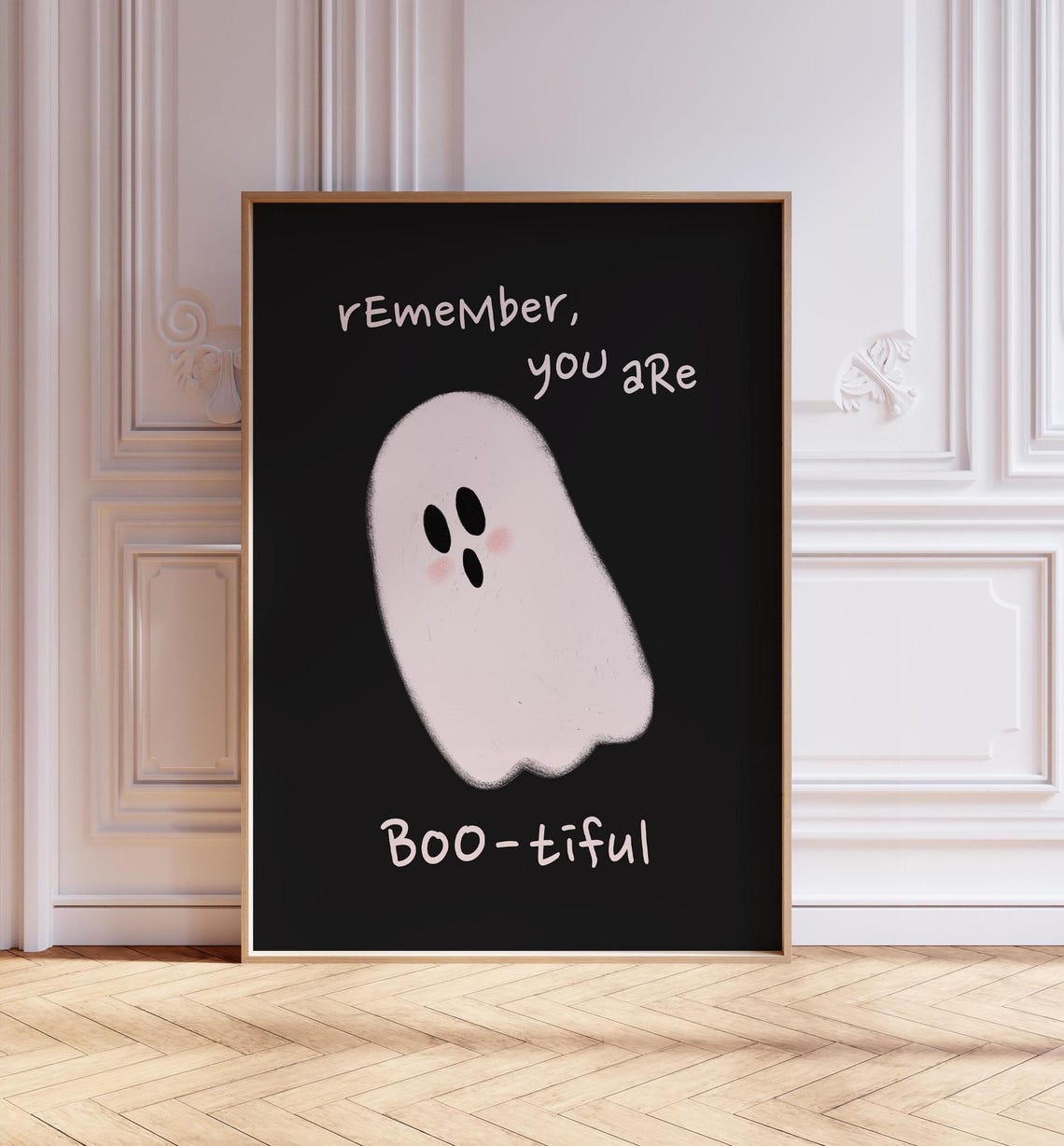 Remember You Are Bootiful Cute Blushing Ghost Halloween Quote Poster - Image 3