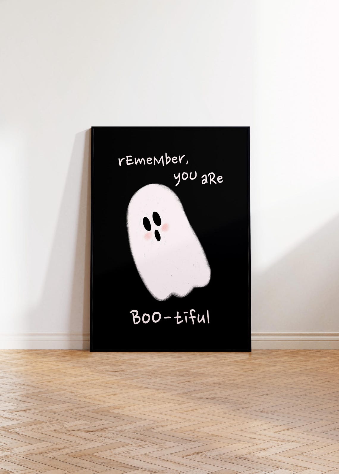 Remember You Are Bootiful Cute Blushing Ghost Halloween Quote Poster - Image 2