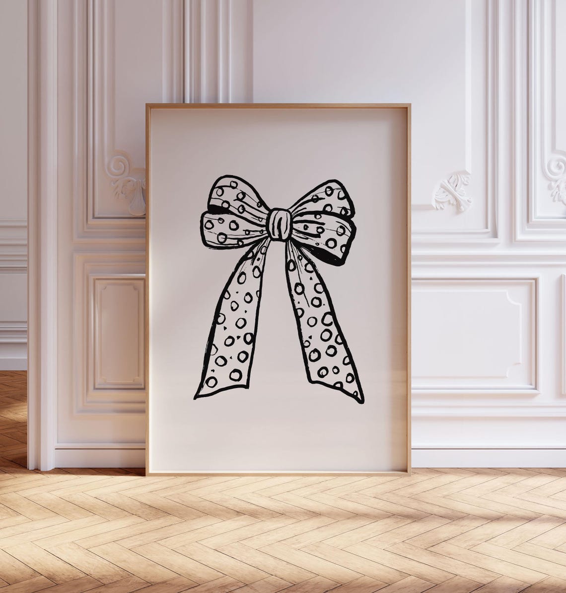 Black Polka Dot Ribbon Bow Minimalist Coquette Aesthetic Poster - Image 3