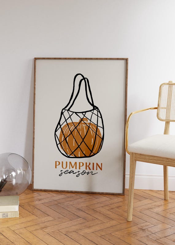 Pumpkin Season Fall Poster Print Funny Halloween Prints Kitchen Autumn Decor Preppy Fall Kitchen Wall Art Pumpkin In Shopping Bag Poster