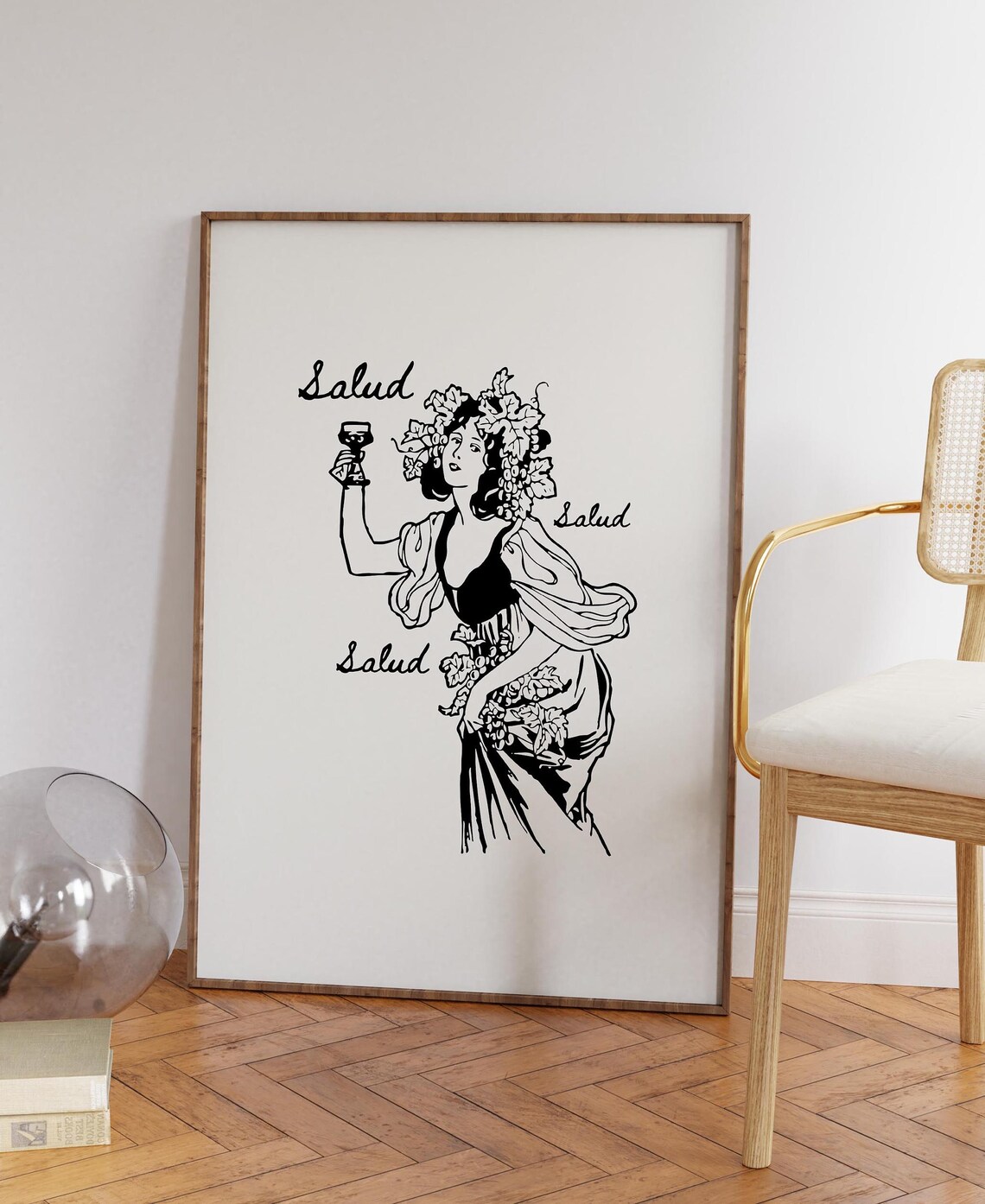 Retro Preppy Salud Poster Art, Bar Cart Decor