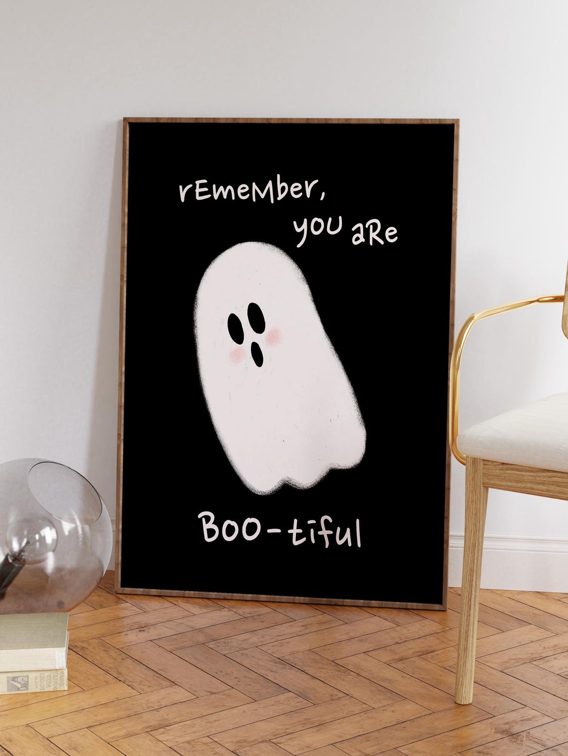 Remember You Are Bootiful Cute Blushing Ghost Halloween Quote Poster