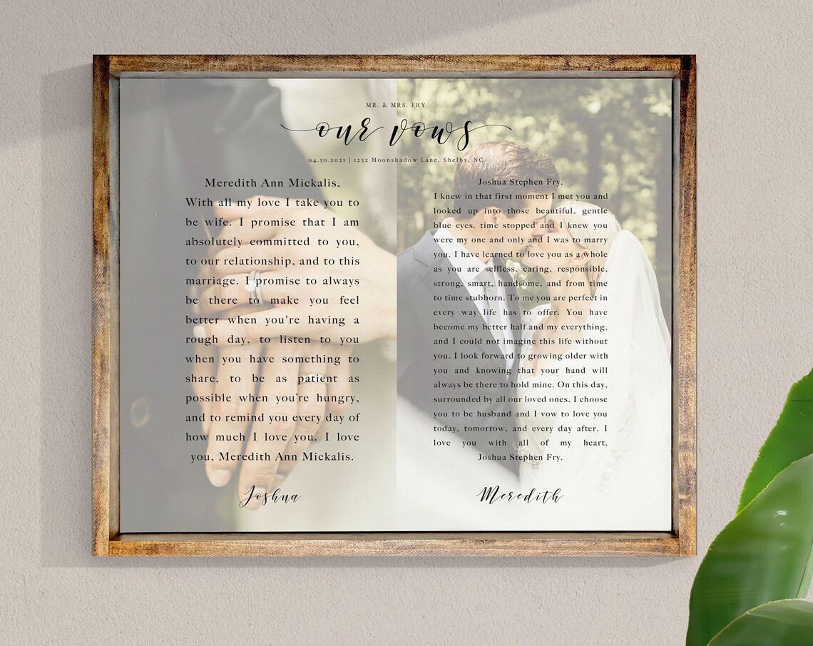 Wedding Vows And Photos Custom Wedding Print