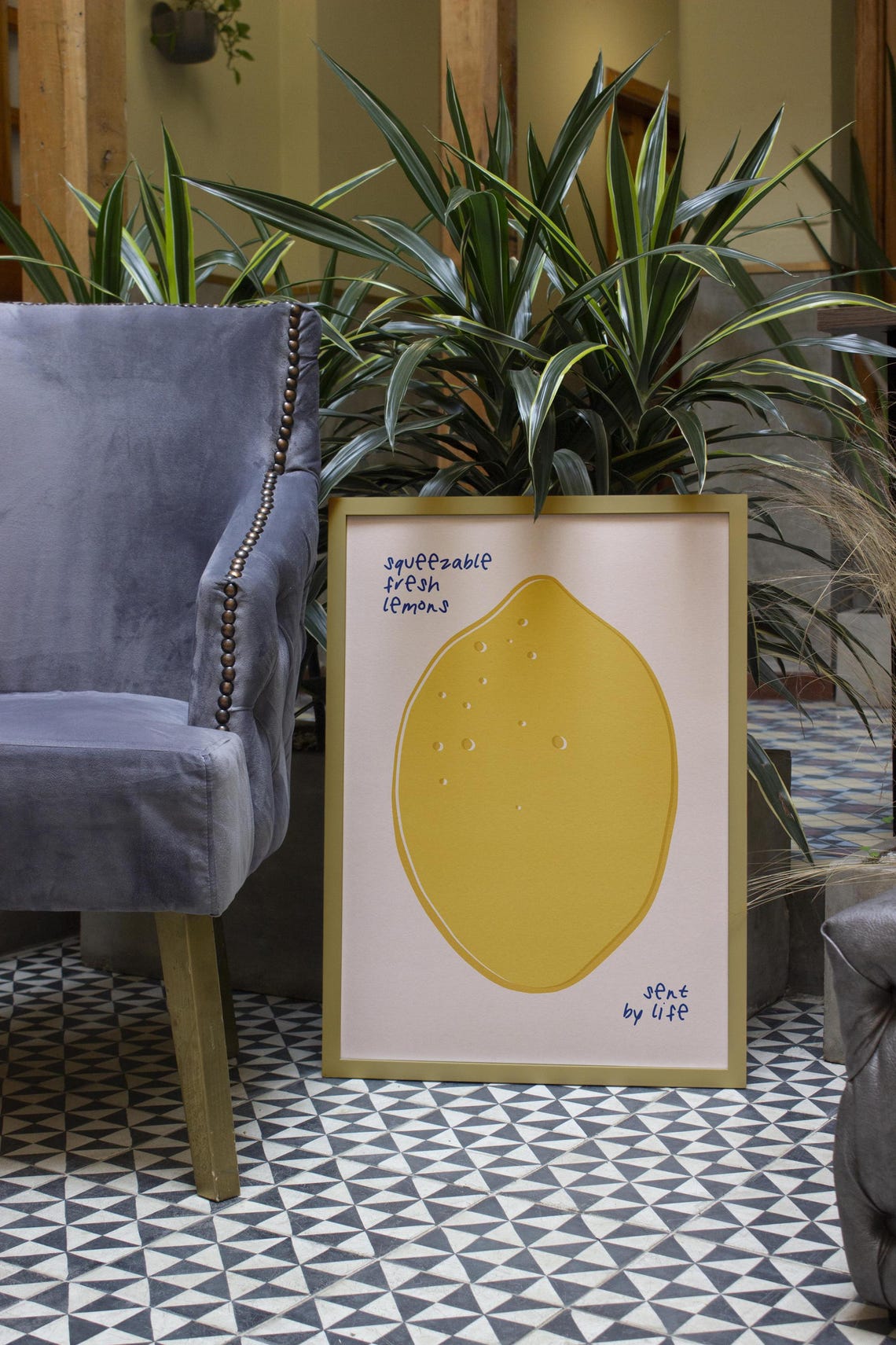 Squeezable Fresh Lemons Sent By Life Retro Kitchen Typography Poster