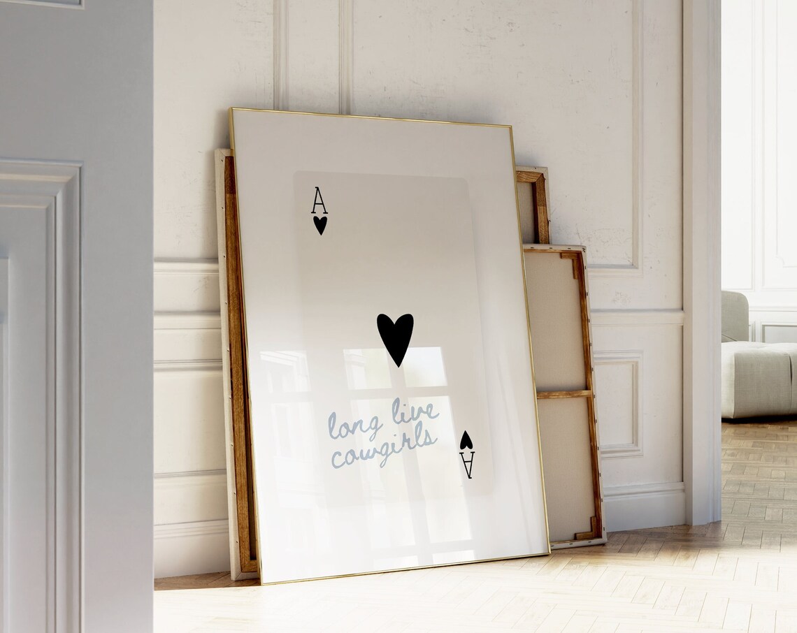 Long Live Cowgirls Ace of Hearts Trendy Cream Card Minimalist Poster