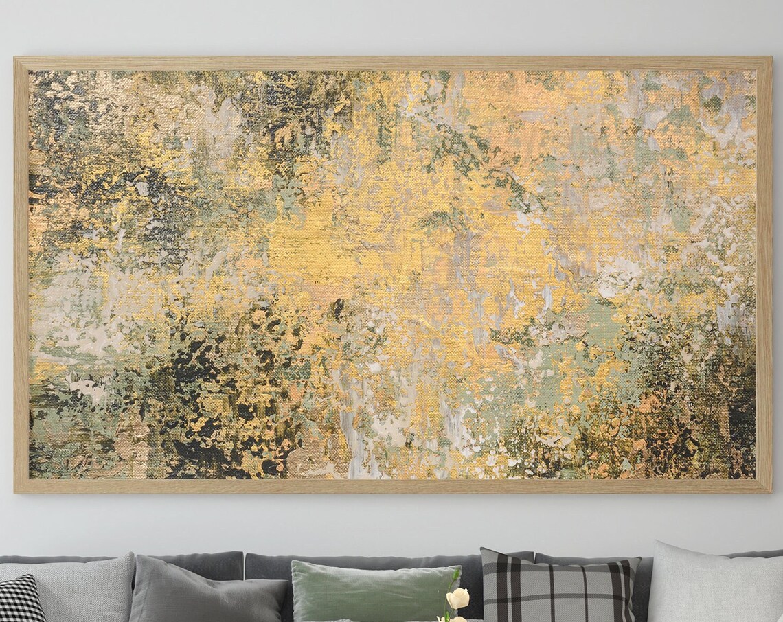 Extra Large Abstract Painting, Gold And Grey Art Print - Image 2