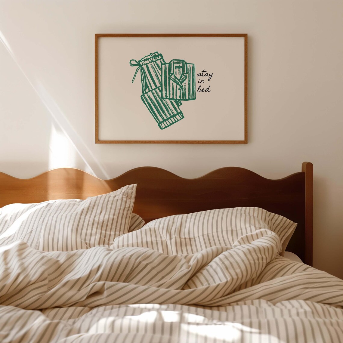 Stay In Bed Green Bedroom Poster, Dorm Decor - Image 3