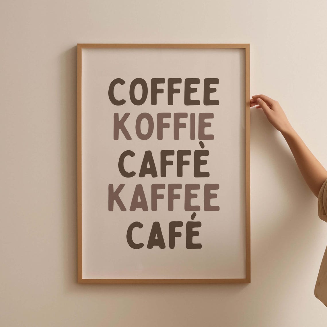 Blue Plant And Striped Coffee Mug Modern Kitchen Decor Poster