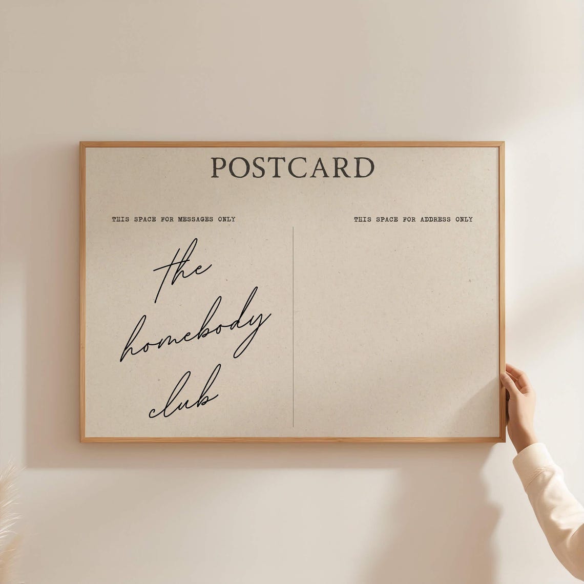The Homebody Club Script Postcard Style Minimal Living Room Poster