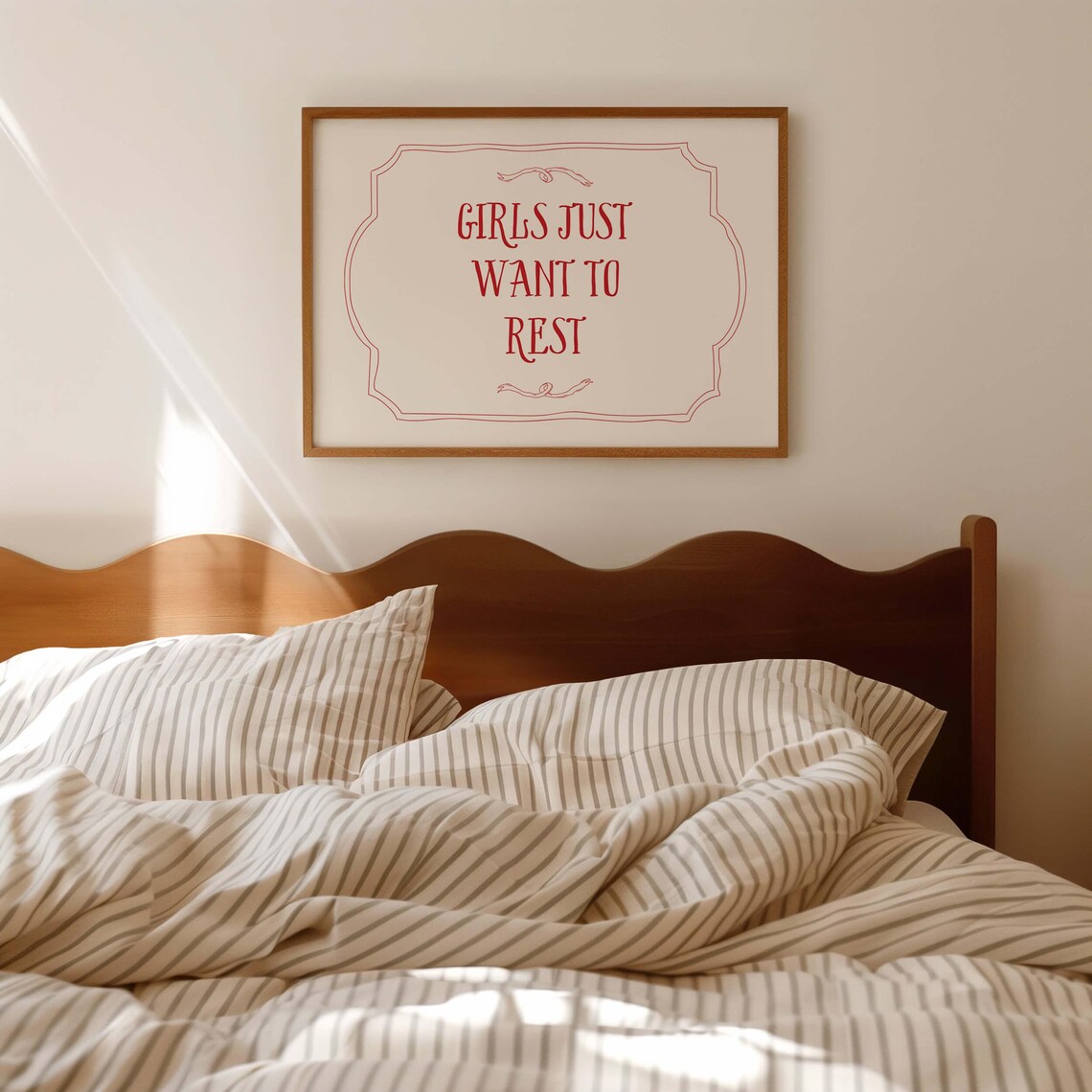 Girls Just Want To Rest Red Quote Poster Funny Above Bed Decor - Image 3