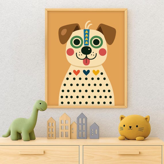 Cute Dog Wall Art Choose Your Background Color Nursery Puppy Poster Instant