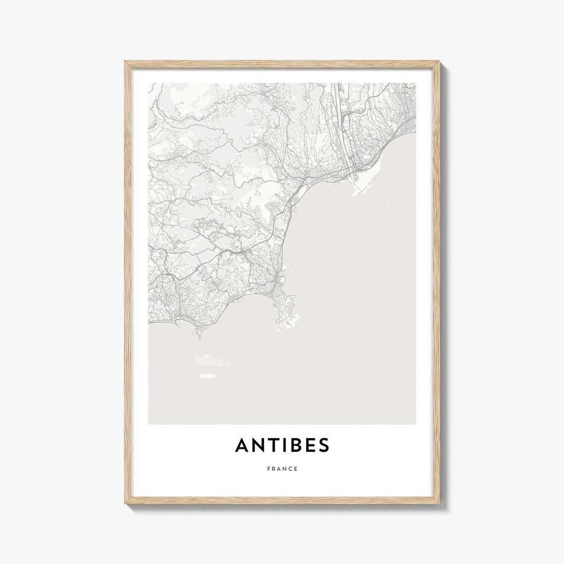 Antibes France Minimalist City Map Coastal Riviera Street Art Print