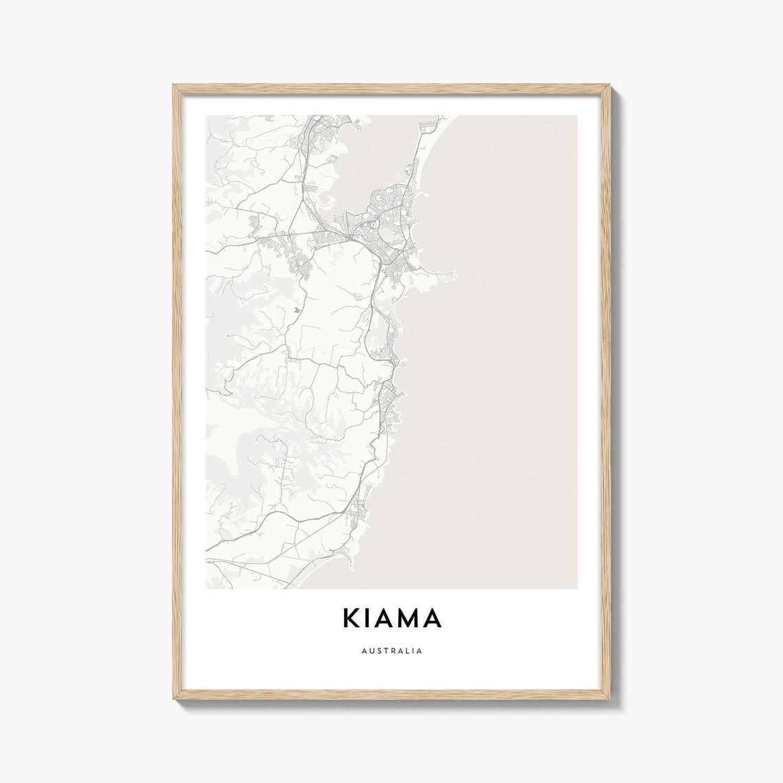 Kiama Australia Minimalist Coastal City Map Line Art Decor Poster