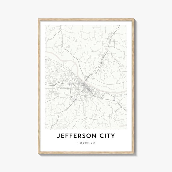 Jefferson City Missouri Minimal Line Street Map City Art Poster