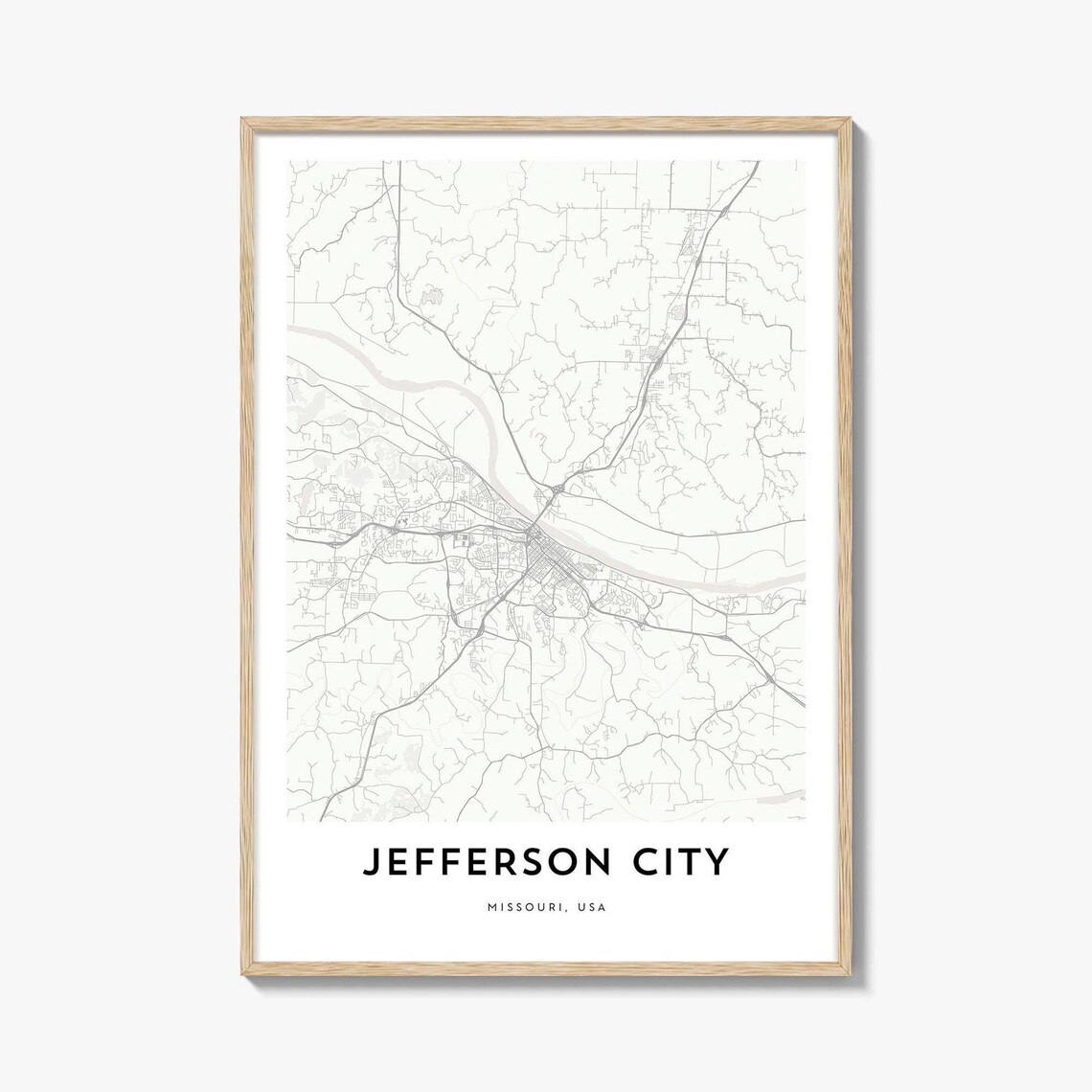 Jefferson City Missouri Minimal Line Street Map City Art Poster