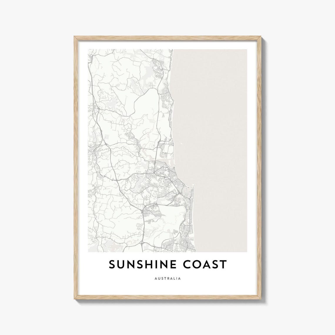 Sunshine Coast Australia Minimalist Coastal Map Line Art Poster
