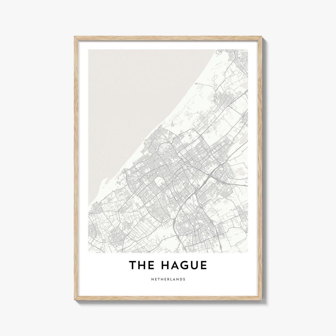 The Hague Netherlands Minimalist Light Gray City Map Art Poster