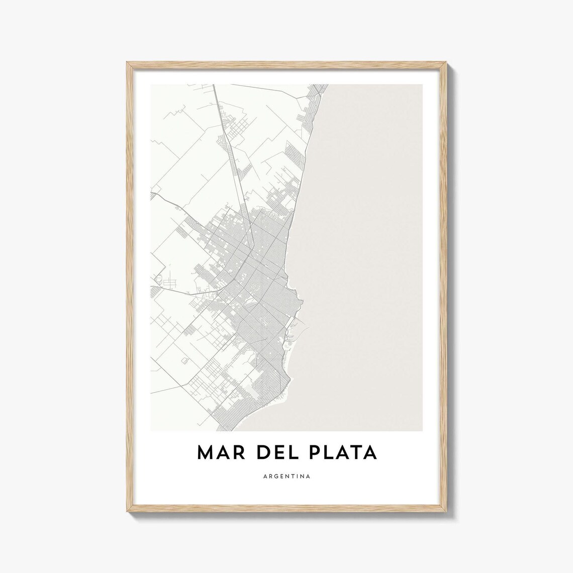 Mar Del Plata Argentina Minimalist City Street Map Decor Poster
