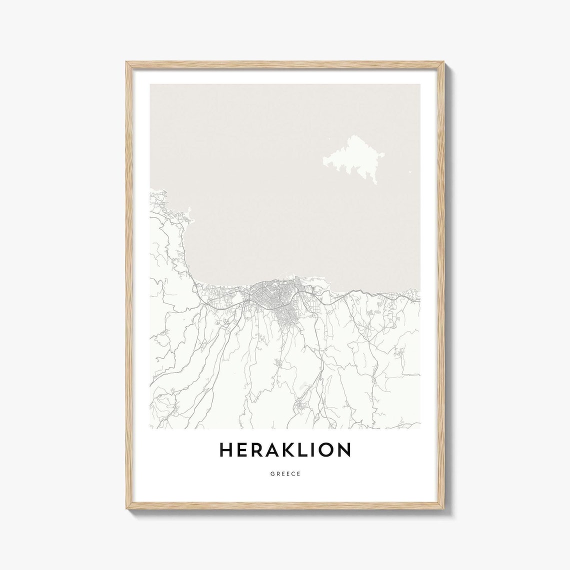 Heraklion Greece Crete Minimalist Coastal Street Map City Art Poster