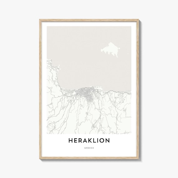 Heraklion Greece Crete Minimalist Coastal Street Map City Art Poster