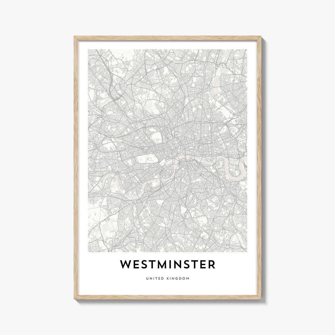 Westminster London Minimalist City Street Map Modern Wall Art